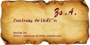 Zsolnay Arikán névjegykártya